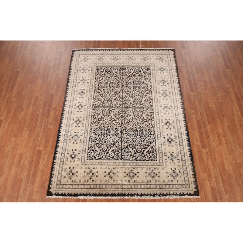 Geometric Royal Tabriz Oriental Area Rug Handmade Vintage Wool Carpet - 6'2" x 8'10"