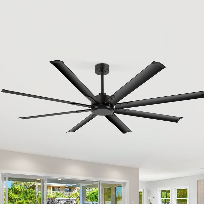 72"/84"/96"/120"/144" Extra Larger HVLS Commercial Ceiling Fan with Remote and Aluminum Blades - Matte Black-72 inches with 8 blades - Remote