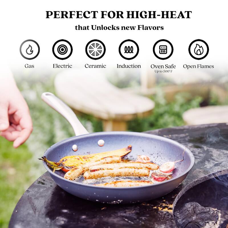 Alva Black Angus Pre-Seasoned Carbon Steel Frying Pan, Naturally Nonstick