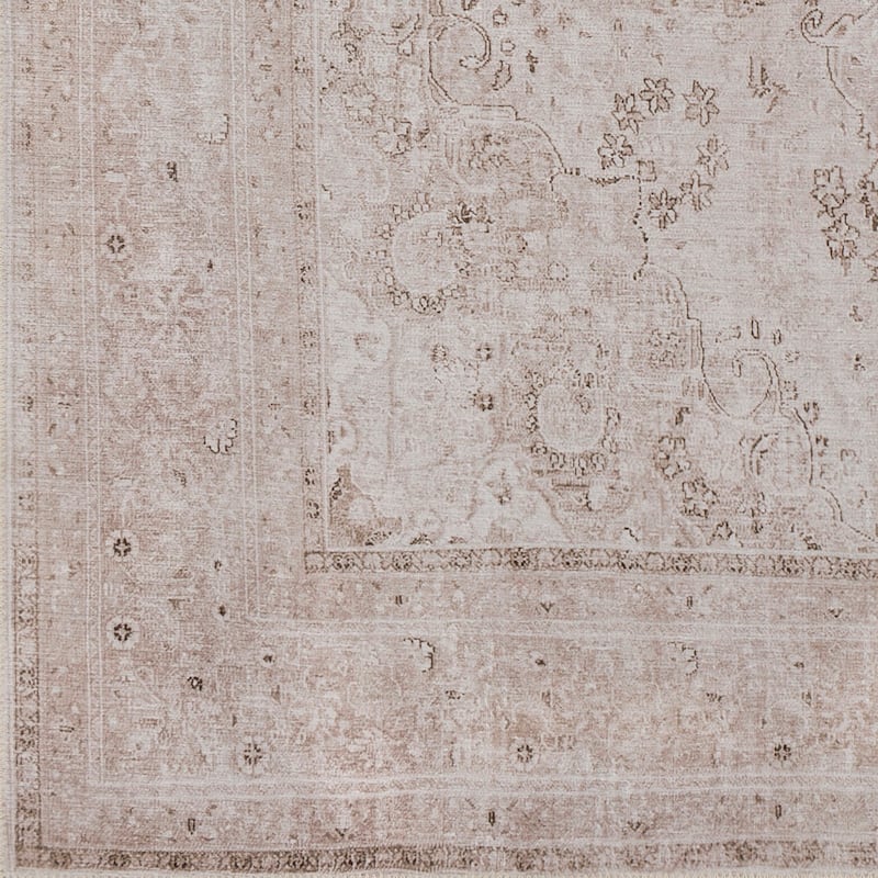 Reneer Beige Vintage Medallion Machine Washable Area Rug - 7' 10" x 10' 3"