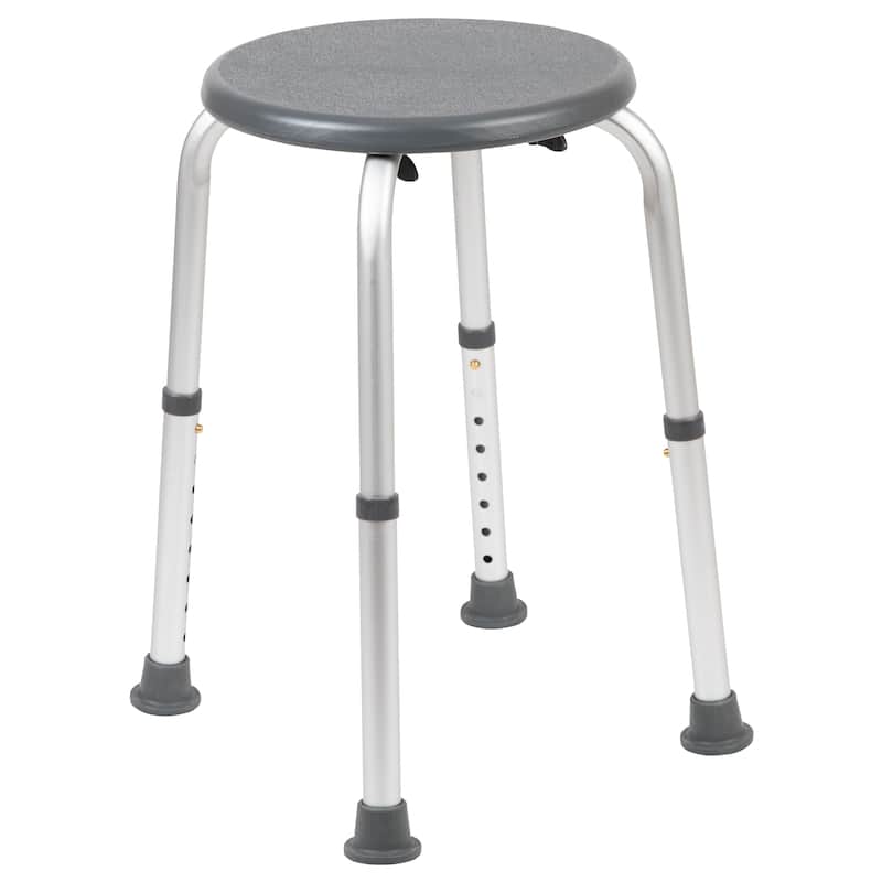 Tool-Free 300 Lb. Capacity, Adjustable White Bath & Shower Stool - 14.25"D x 14.25"W x 14" - 20.75"H