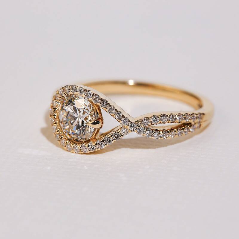 Kobelli 1.25 Carats Lab Grown Diamond Certified 14k Solid Gold Round Twist Lasso Ring