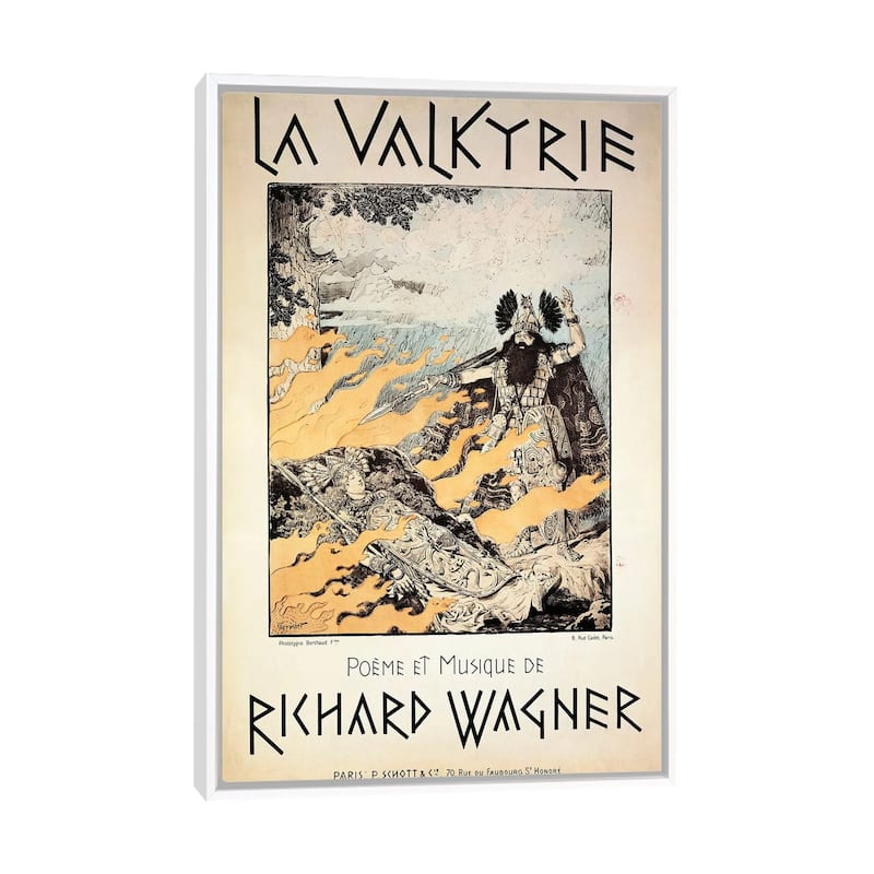 iCanvas "France, Paris, Poster of The Valkyrie by Richard Wagner" by Unknown Artist Framed Canvas Print - White - 48x32