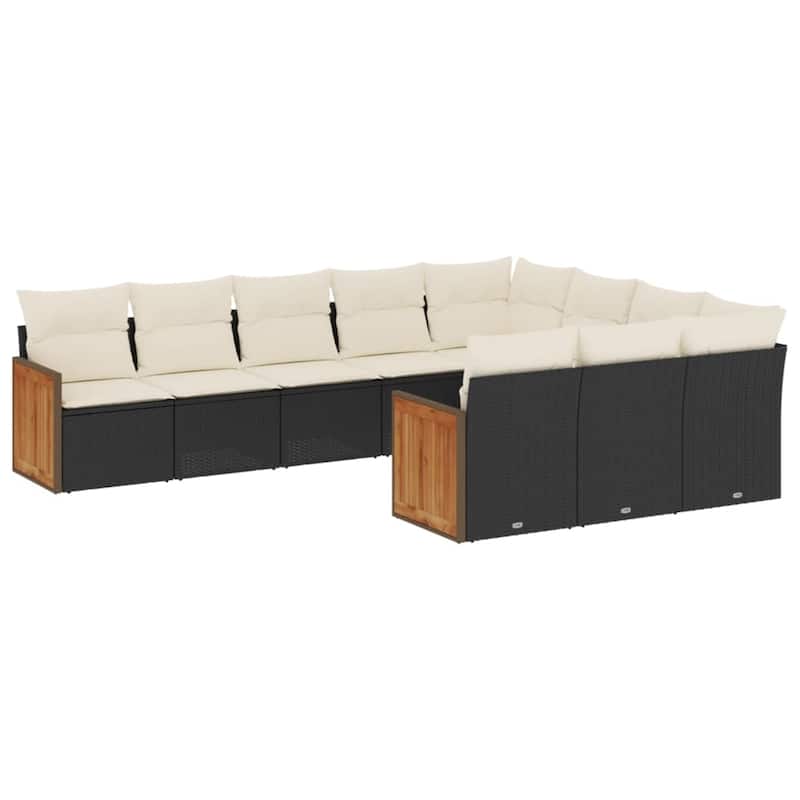 vidaXL Patio Sofa Set with Cushions Outdoor Conversation Furniture Poly Rattan