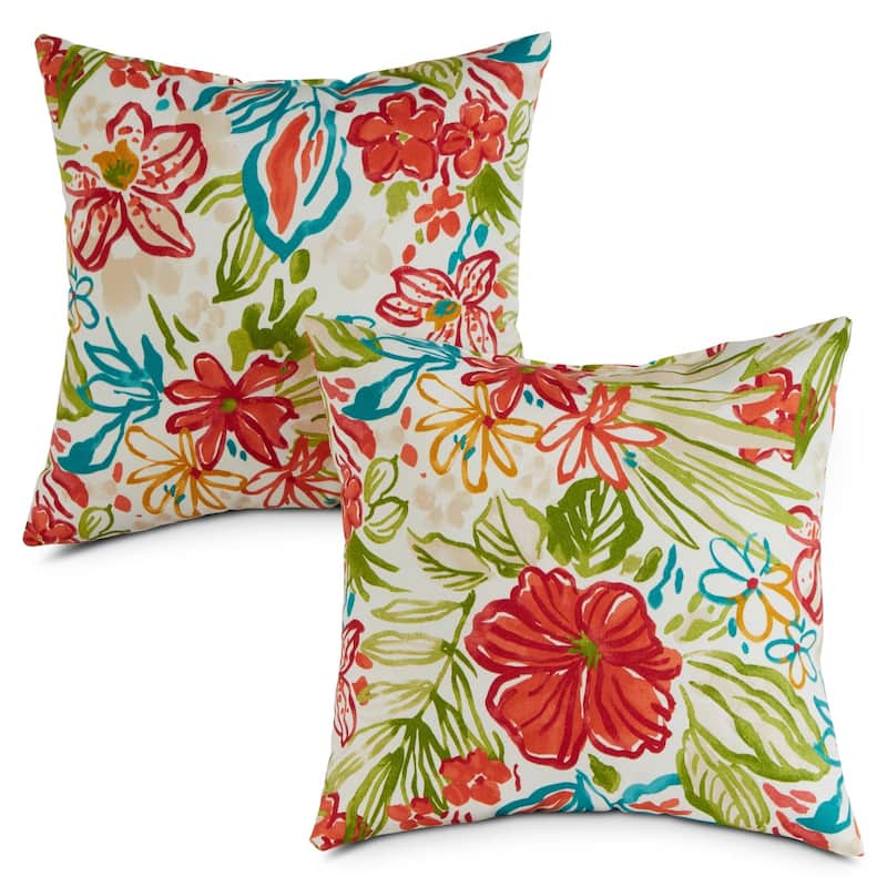 Breeze Floral Outdoor 17-inch Square Accent Pillow (Set of 2)