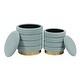 preview thumbnail 4 of 4, Saturn Sea Blue Storage Ottomans - Set of 2