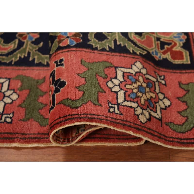Geometric Anatolian Turkish Area Rug Hand-Knotted Pink Wool Carpet - 4'9"x 6'0"