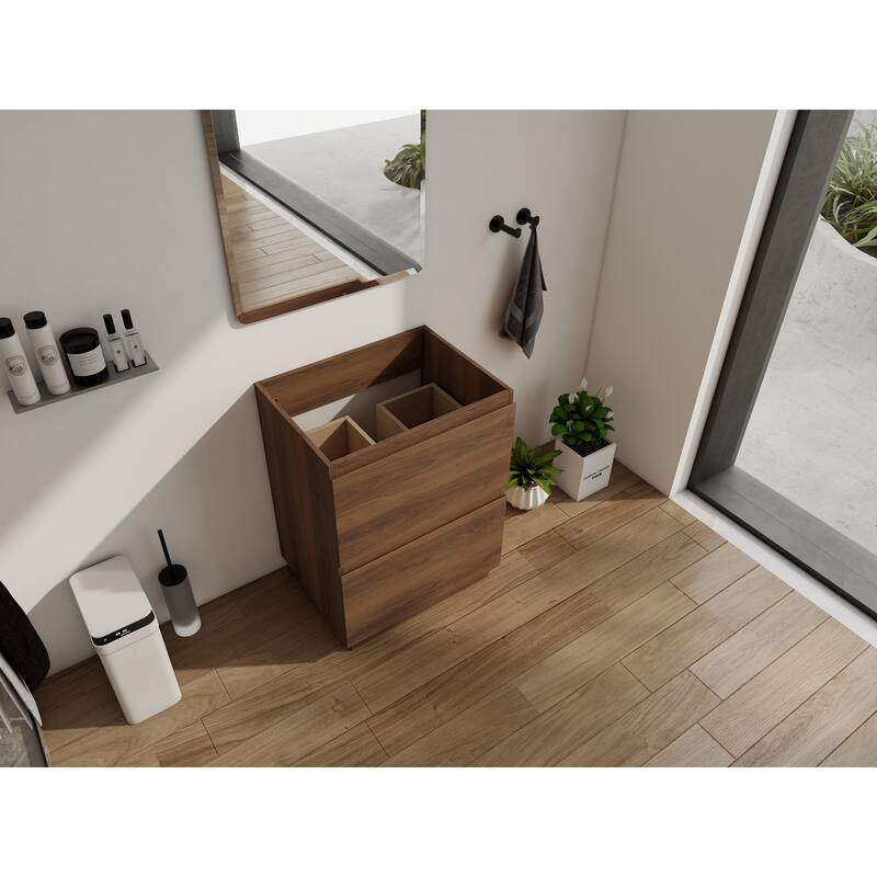 GDFStudio - Geneva Modern Wall-Mounted Bathroom Vanity Set with 2 Soft Close Drawers, Sink NOT INCLUDED