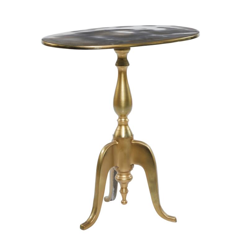 Aluminum Metal Small Accent Table with Scroll Legs - Gold or Silver - Roche River Decor