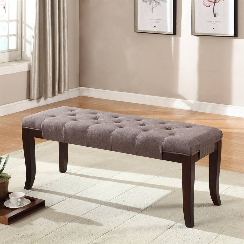 Linon Tufted Bench, Fabric/Faux Leather