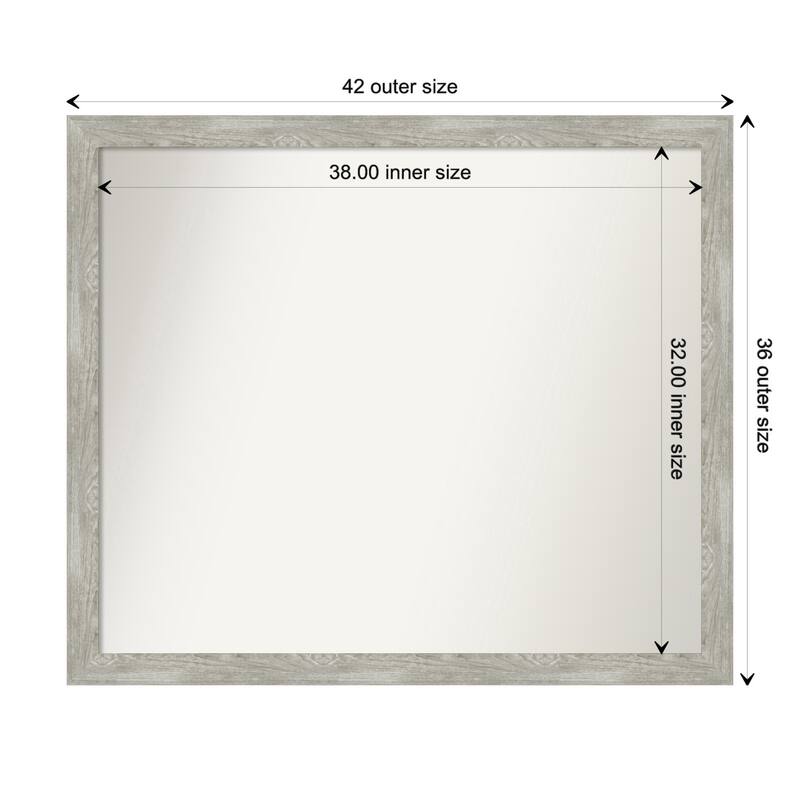 Dove Greywash Narrow Framed Non-Beveled Custom Wall Mirror, Bathroom Vanity Mirror - Outer Size: 41.5 x 35.5