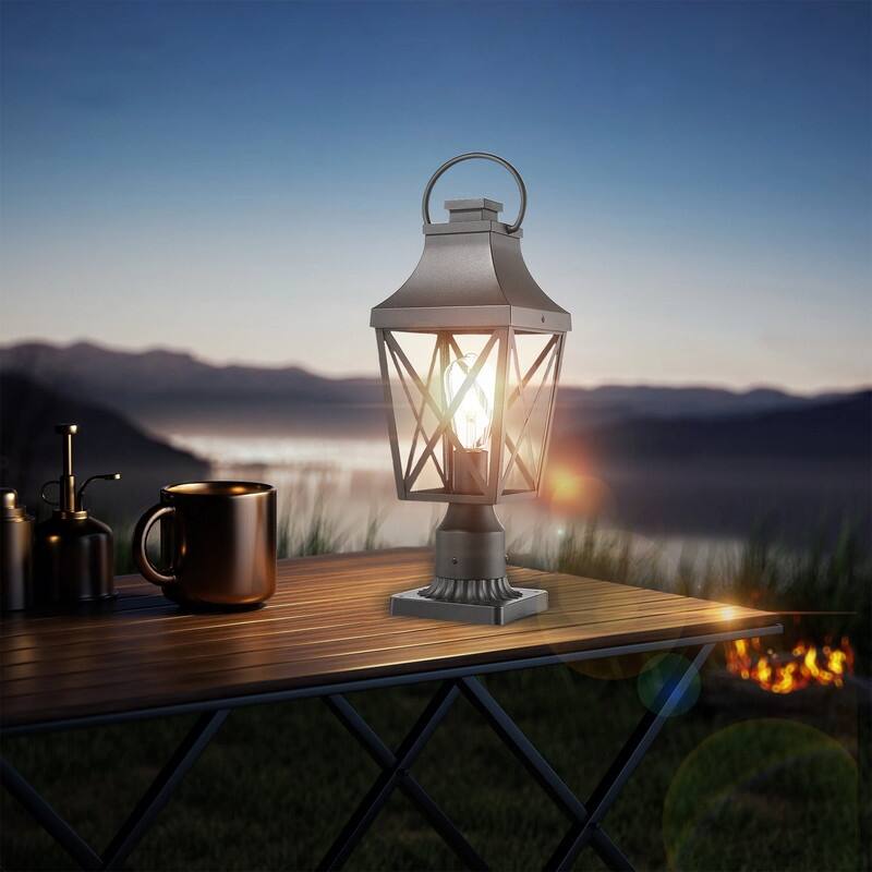 Garden & Yard Post Light - 20.3" Outdoor Lamp Fixture with Pier Mount Base, Textured Black, for Entrances & Walkways (1 Pack)