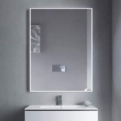 Venta Modern White Framed Wall Bathroom Vanity Mirror with Dual Mounting Brackets