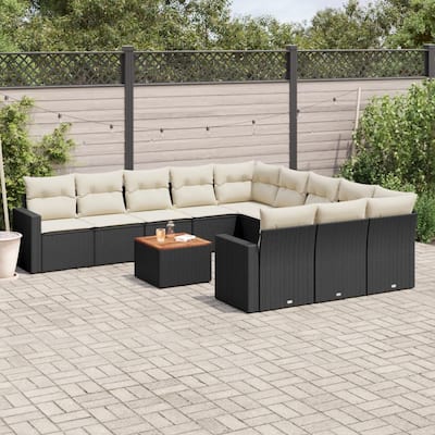 vidaXL Garden Sofa Set Black - 27.2 x 115.2 x 33.5