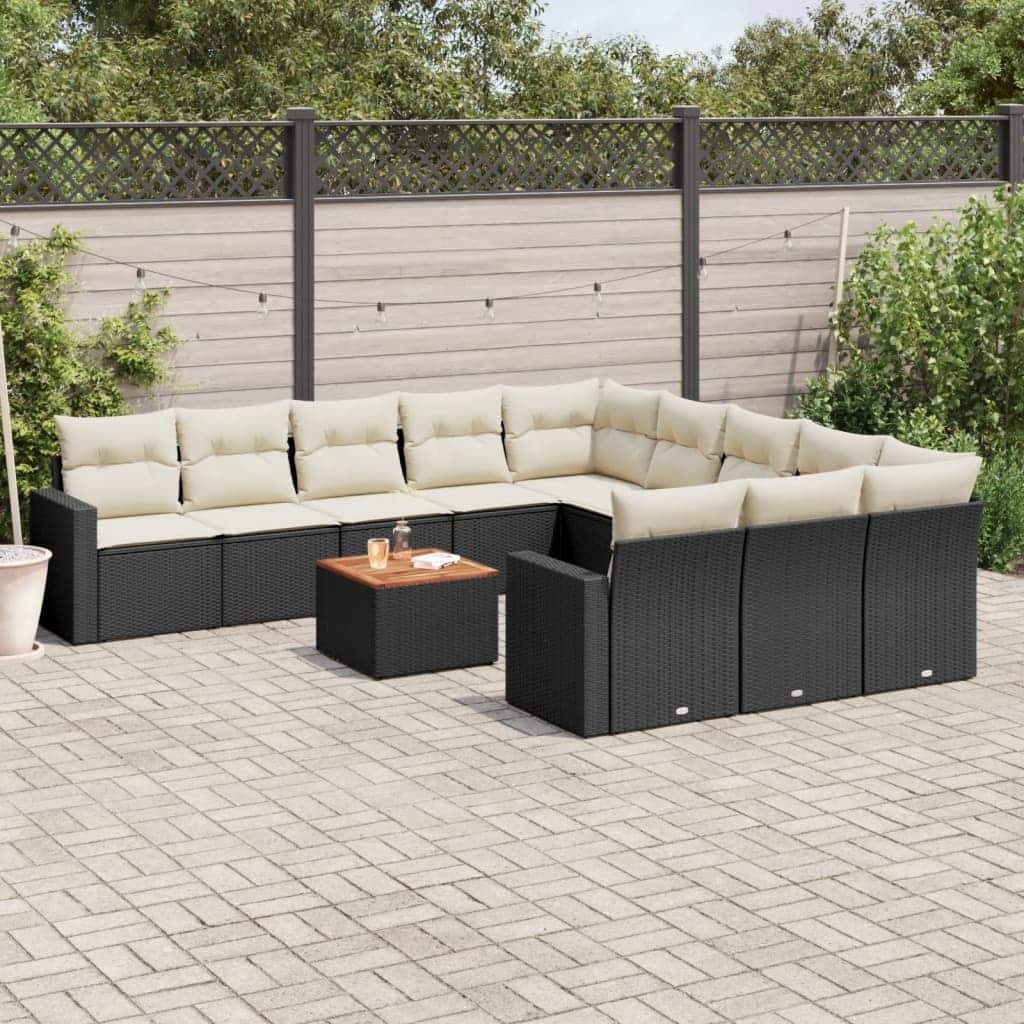 vidaXL Garden Sofa Set Black - 27.2 x 115.2 x 33.5