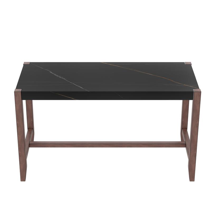 Counter Height Table, 47.5 Inch Faux Marble Finish Bar Dining Table, Modern Bar Tall Dining Table for Home Kitchen, Living Room
