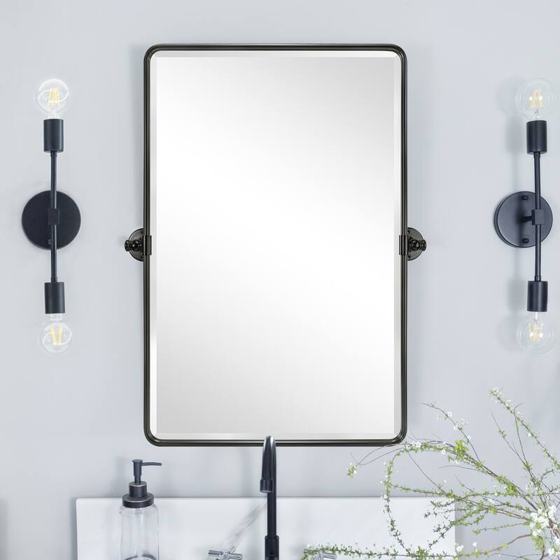 Woodvale Rectangle Metal Wall Mirrors - Rubbed Bronze - 23" x 35"