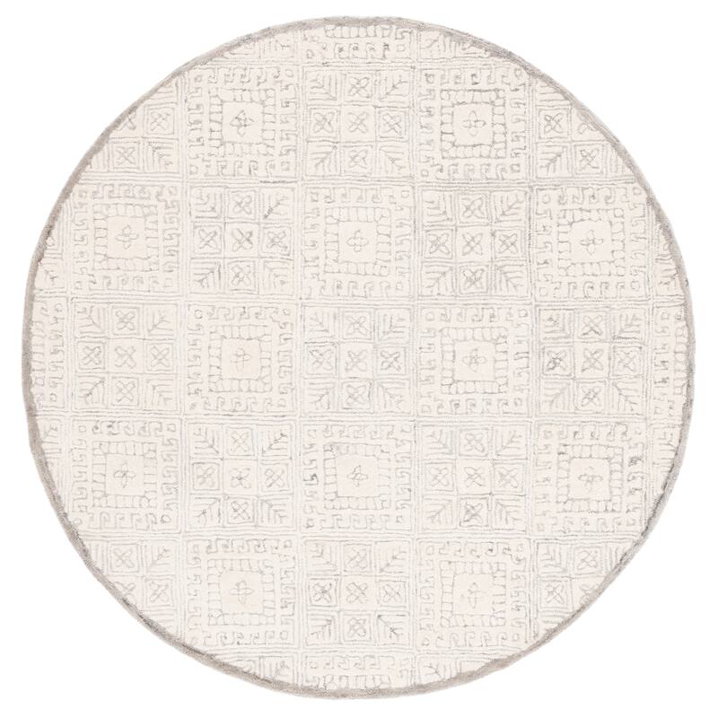 SAFAVIEH Handmade Glamour Klarita Wool Rug - 6' Round - Grey/Ivory