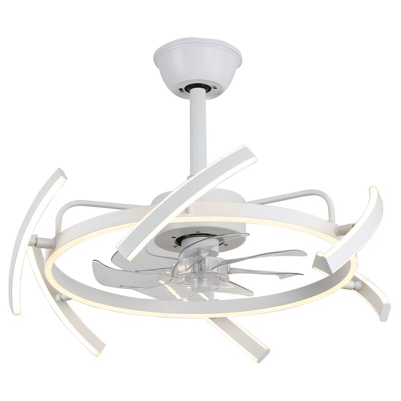 Oaks Aura DeClue 24in. 6 DIY-Shape Smart Ceiling Fan with Light,Cyberpunk Futuristic 6-Speed Quiet Ceiling Fan w/ Remote