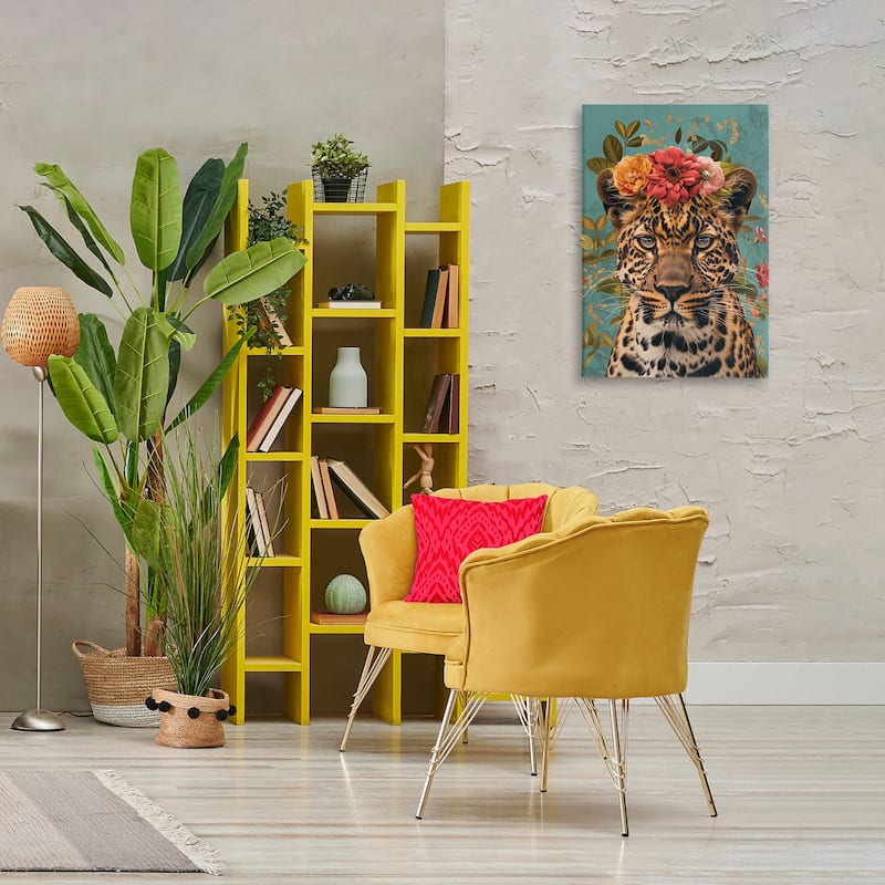 Stupell Floral Crown Wild Cheetah Canvas Wall Art Design By LSR Design Studio
