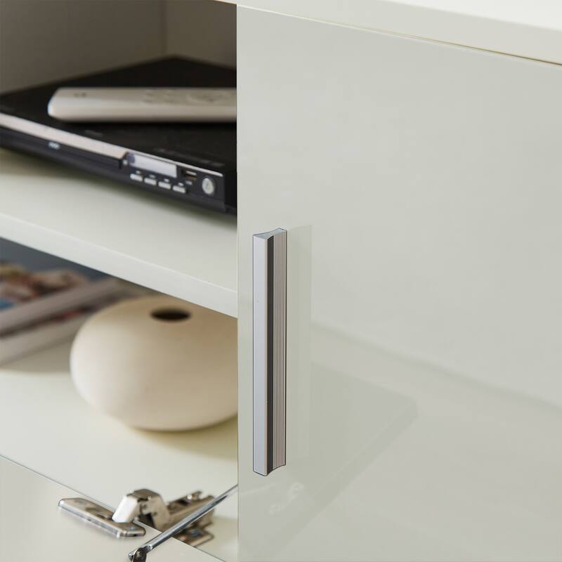 Modern Stylish TV Stand with 3 Storage Cabinets, LED Light Belt and 2 Shelf for Living Rooms and Gaming Rooms