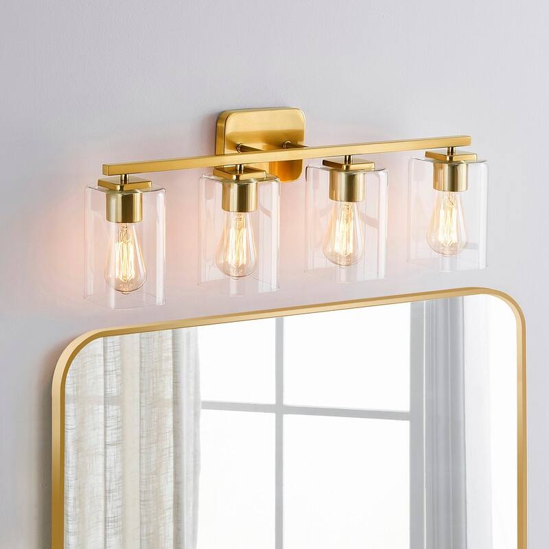 KAWOTI 29inch 4-Light Modern Bathroom Vanity Light with Clear Glass Shades