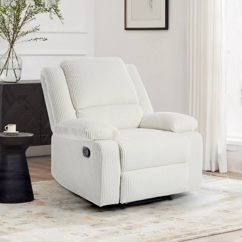 Corduroy Adjustable Recliner Chair Sofa for Living Room - Beige/1-Piece