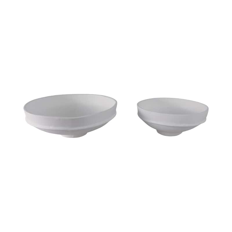 Pottery Ecomix Traditional Pedestal Bowls (Set of 2) - 6", 5" White - 16" x 16" x 6"