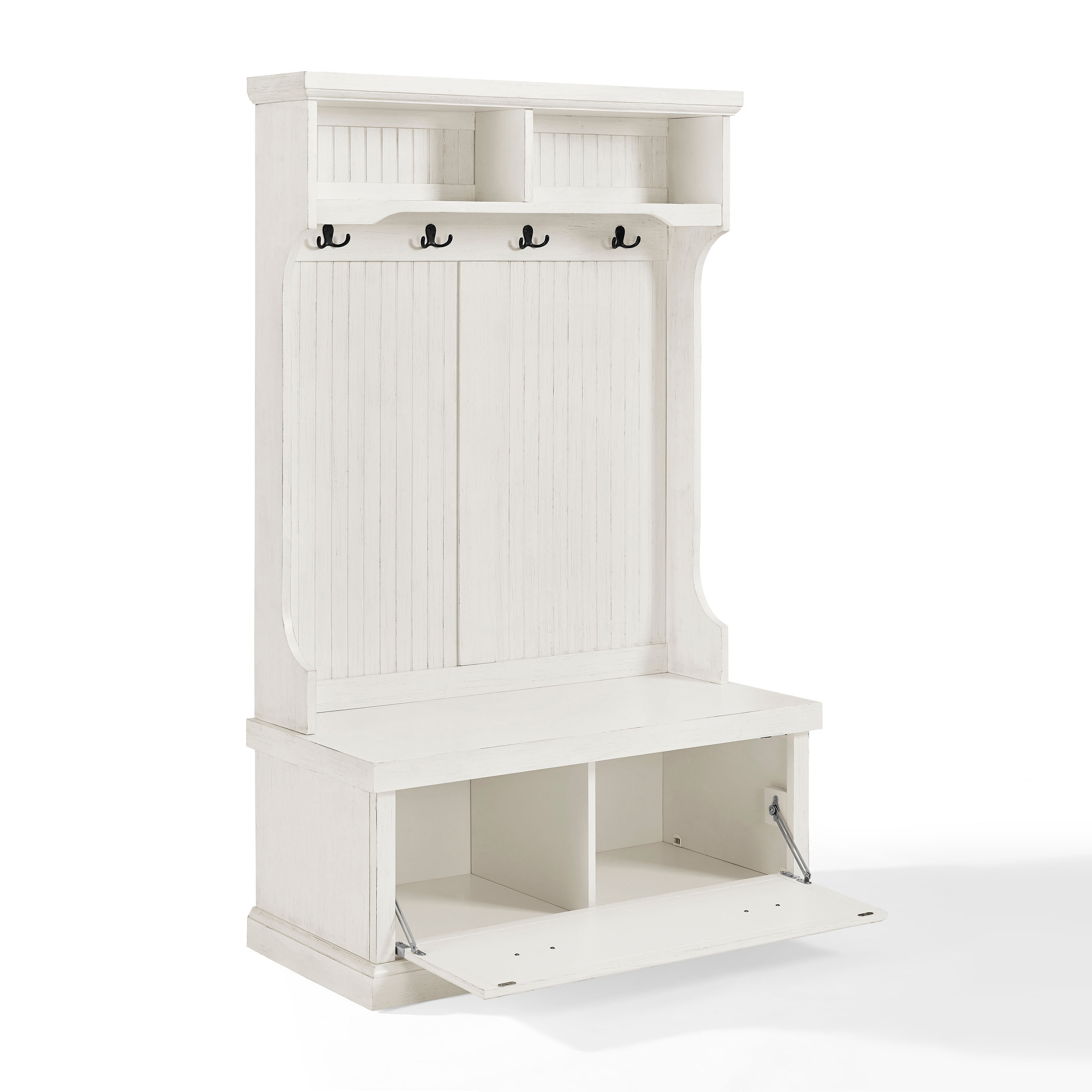 Crosley Seaside Distressed White Hall Tree
