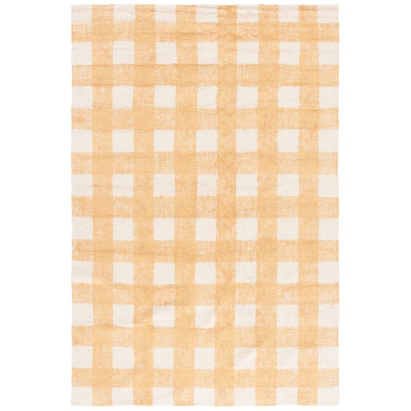 SAFAVIEH Hand-Woven Easy Care Alyssa Modern & Contemporary Cotton - 6' x 9' - Ivory/Gold - Rectangle