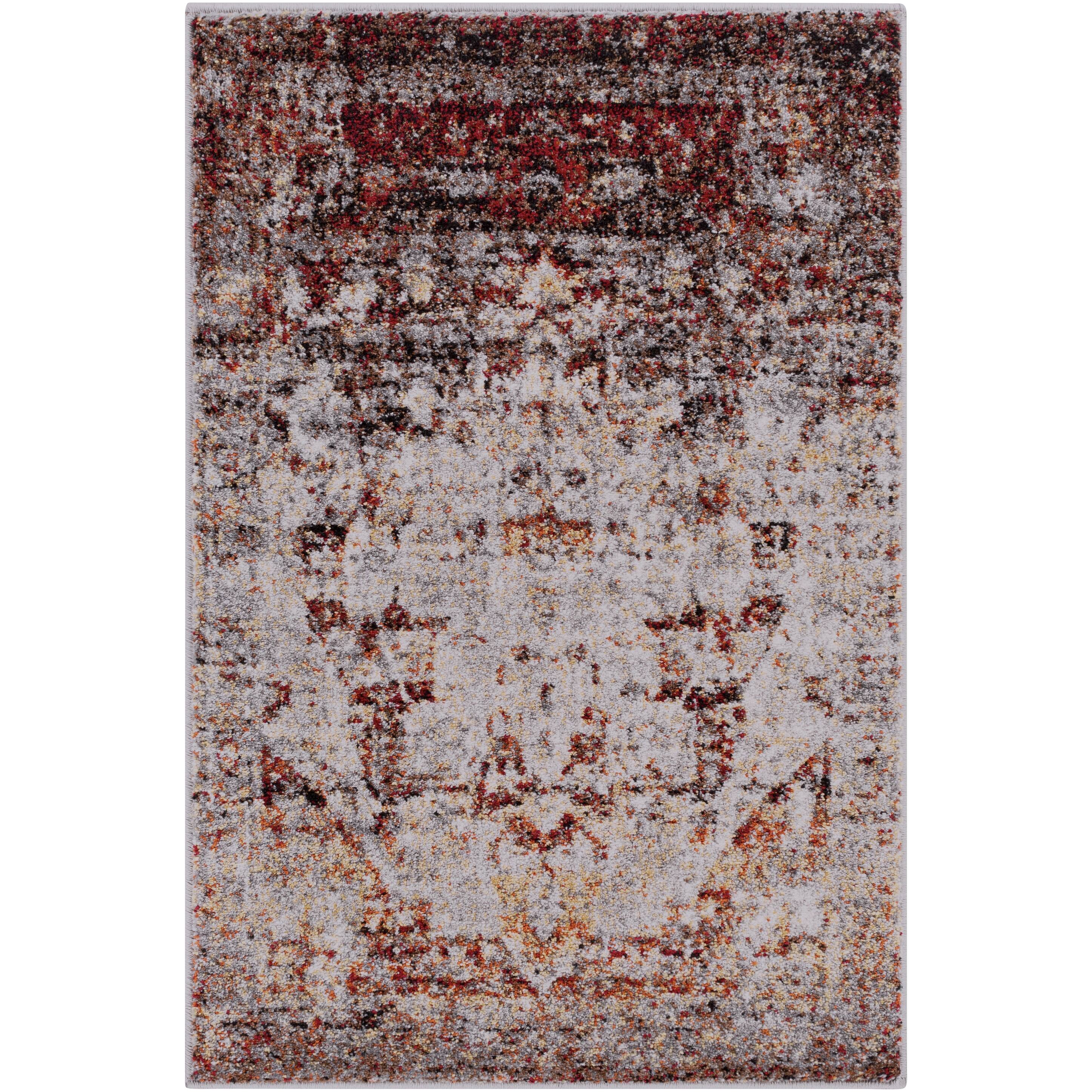 The Curated Nomad Peoria Faded Vintage Grey Medallion Area Rug 3'11