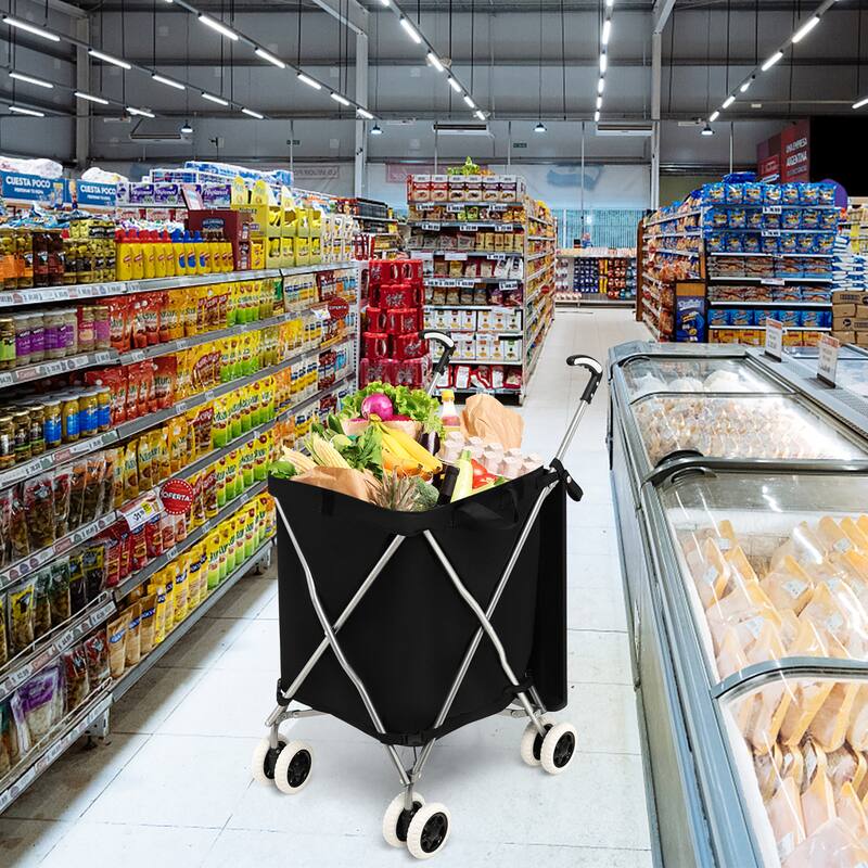 Costway Folding Shopping Cart Utility w/ Water-Resistant Removable