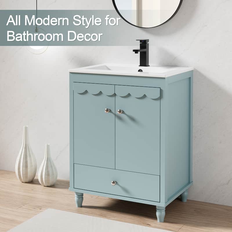 Lace Trim Freestanding Bathroom Vanity Set - Perfect for Bathrooms