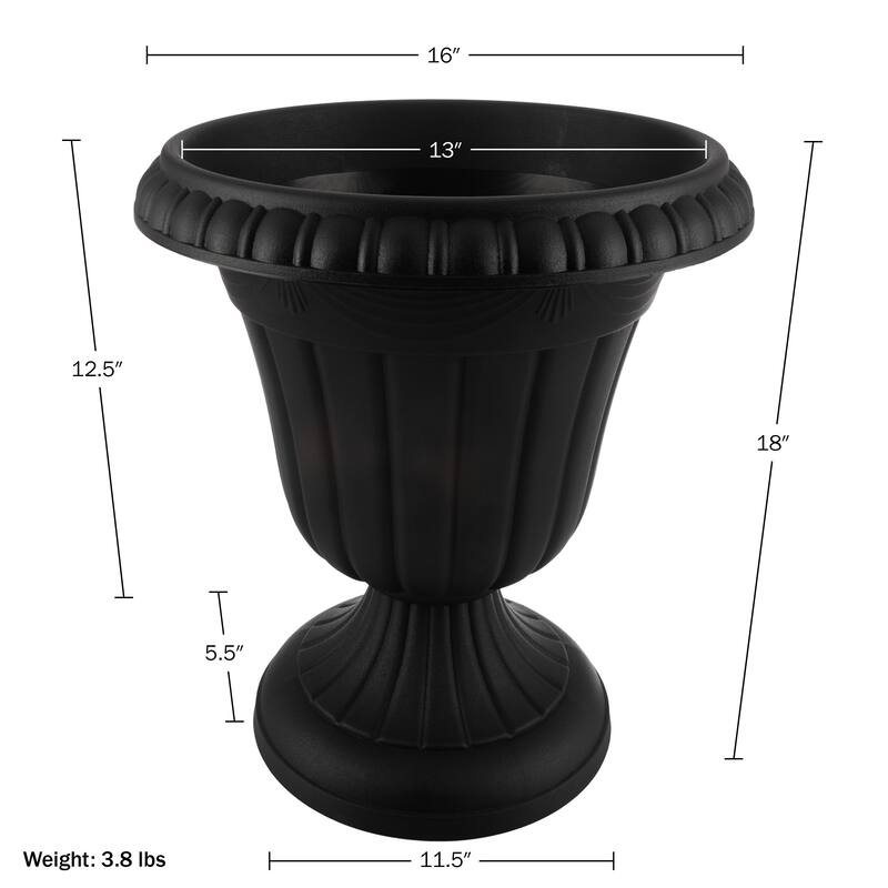 Pure Garden 16x18-Inch Outdoor Planter 2-Pack - Plastic Urn Planters