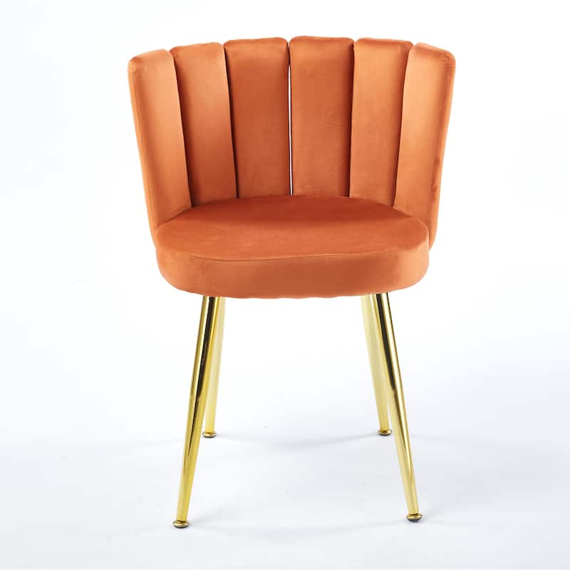 Modern dining chair(set of 2 ) with iron tube golden color legs, velvet and comfortable backrest