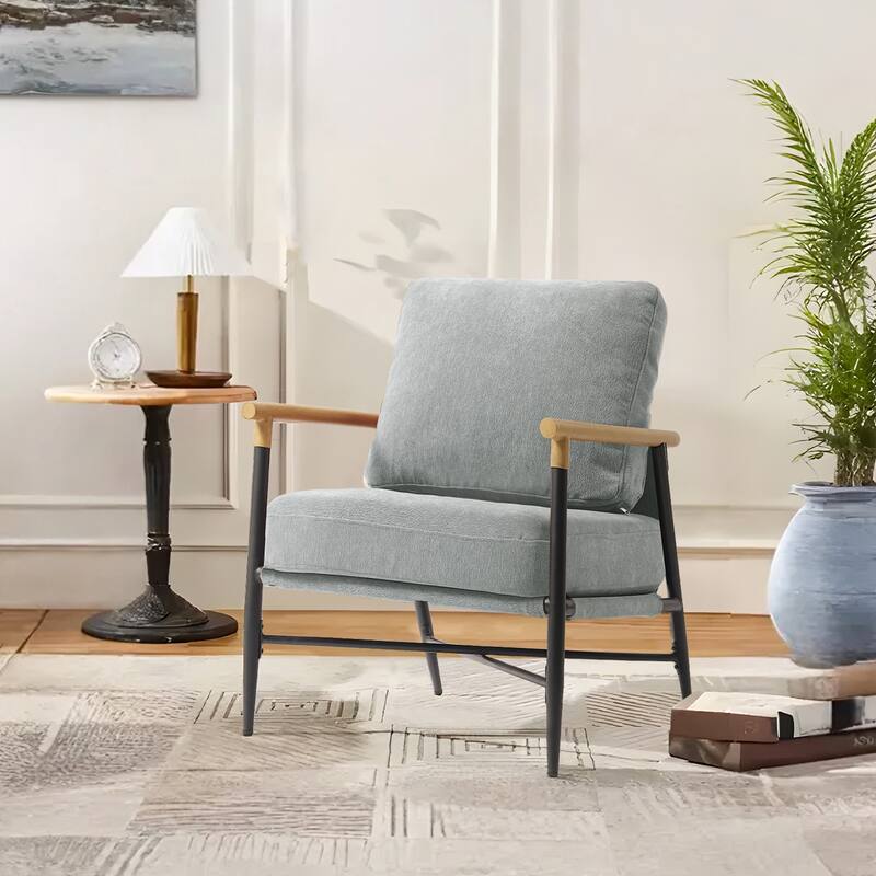 Industrial Upholstered Accent Chair Club Chair with Metal Frame