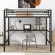 preview thumbnail 3 of 7, Full Size Metal Bed Frame Loft Bed with Desk and Shelf,Guard Rails & Double Ladder,Space-saving