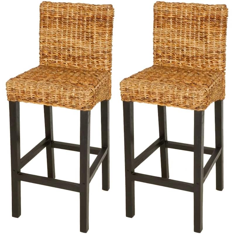 vidaXL Bar Stools 2 pcs Abaca - 17.7" x 17.3" x 43.7"