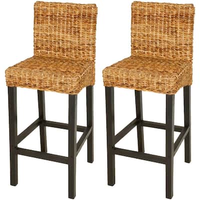 vidaXL Bar Stools 2 pcs Abaca - 17.7" x 17.3" x 43.7"