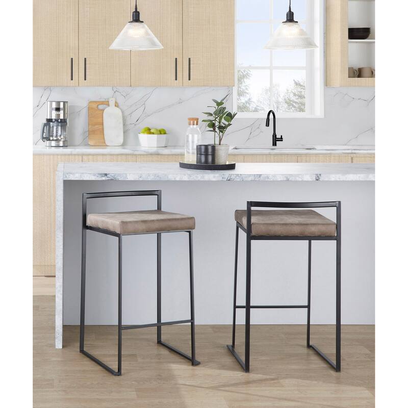 Porch & Den Forrest Contemporary Black Stackable Fully Welded Counter Stool (Set of 2)