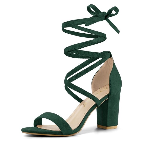 Women's Open Toe Lace Up Chunky High Heel Sandals. Opens flyout.