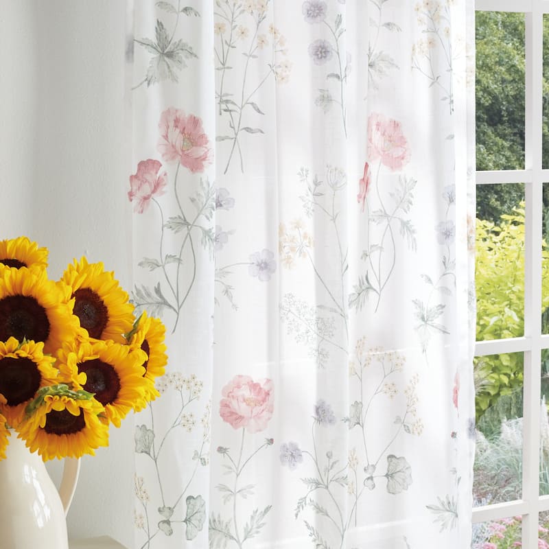 Martha Stewart Martha's Garden Floral Semi-Sheer Curtain Panel Pair