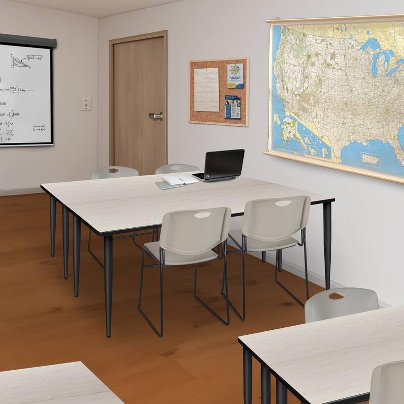 72 x 24 in. Training Seminar Table- Maple Top, Black Tapered Legs