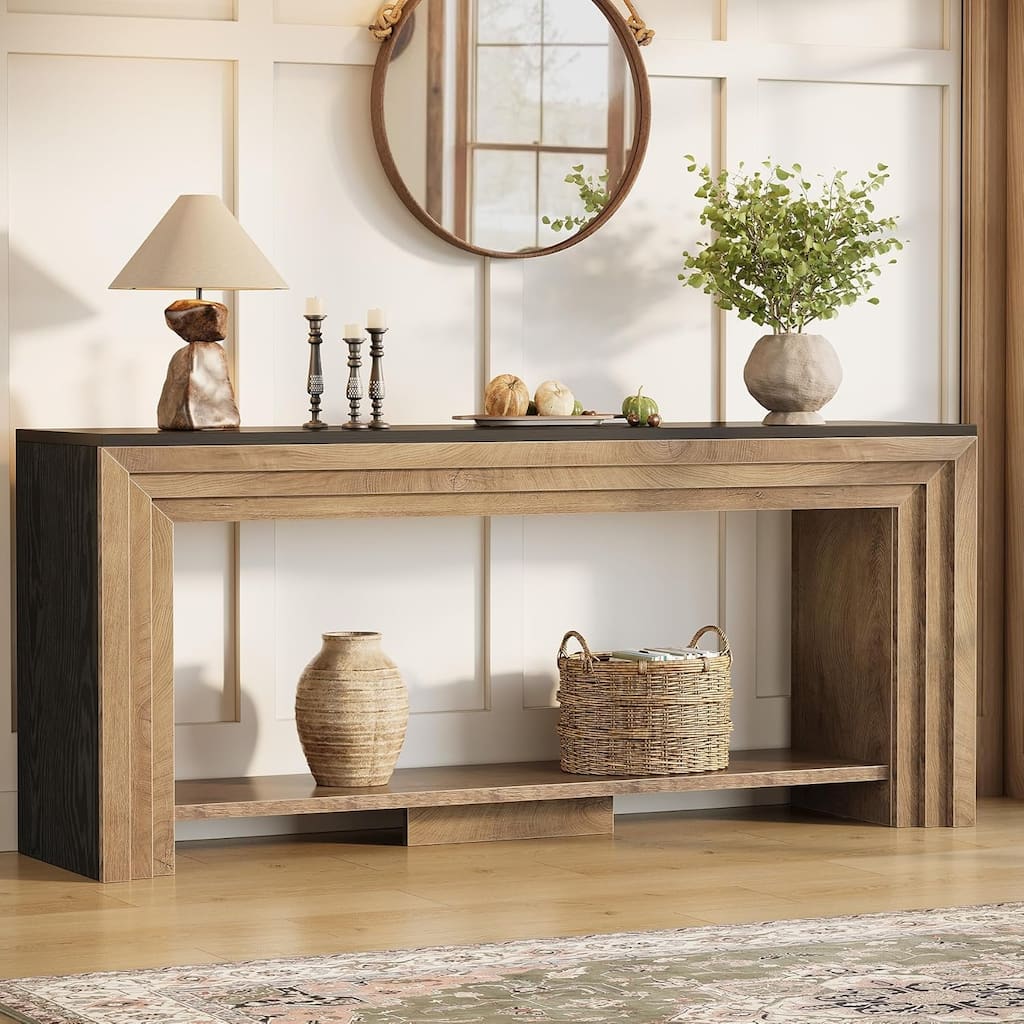 70.9-Inch Long Console Table, Farmhouse Sofa Table with Storage for Living Room, Entryway