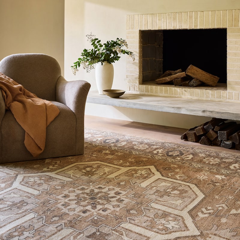 Evermore Medallion Wool and Cotton Area Rug - 4' x 6' - Brown