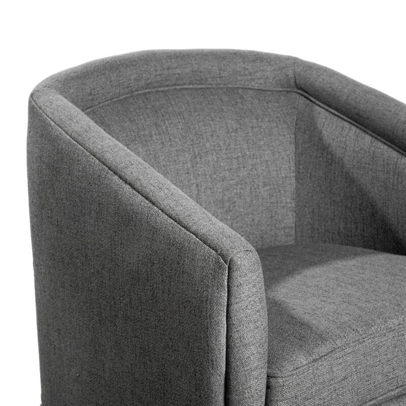 Traditional Club Style Upholstered Accent Chair with 360° Swivel Metal Base