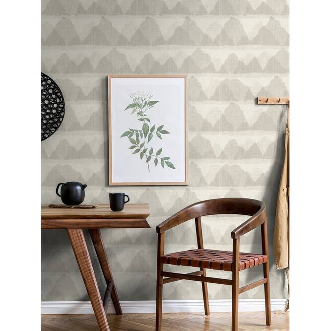 NuWallpaper Taupe Mountain Peak Peel & Stick String Wallpaper - 216in x 20.5in x 0.025in