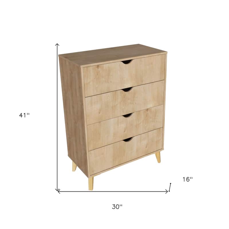 HomeRoots 30" Natural Four Drawer Standard Chest