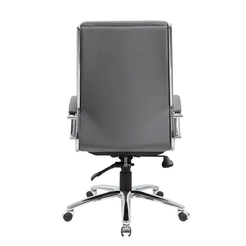 Dave Tall Executive Swivel Armchair, Chrome Finish, Gray Vinyl