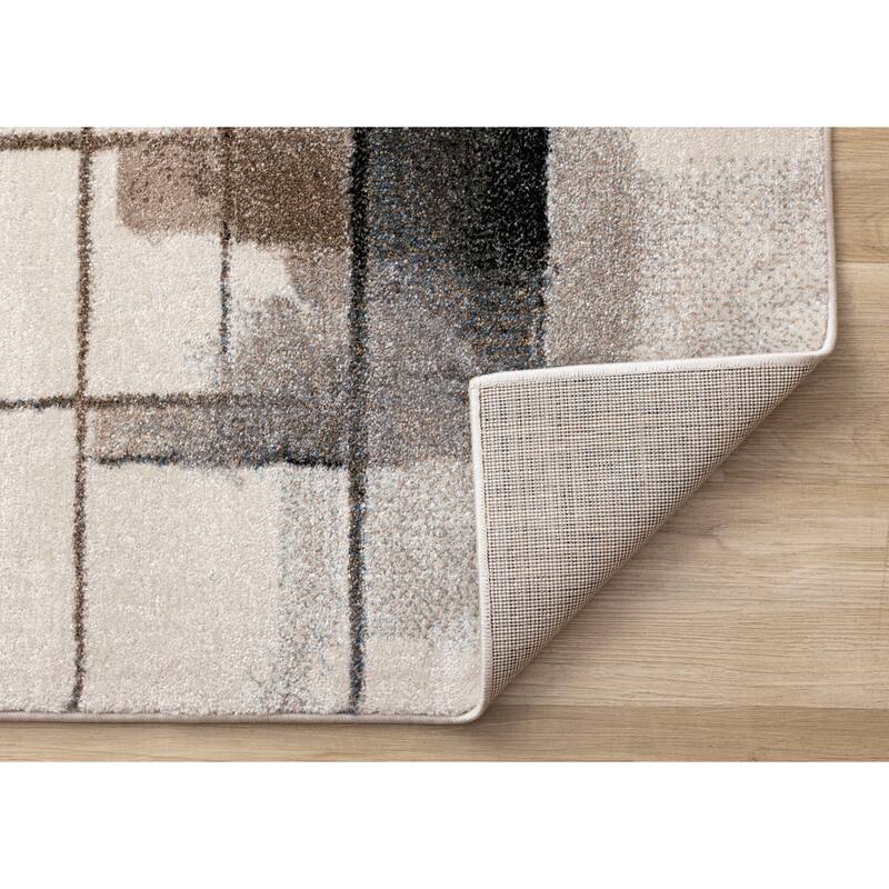 Shade White Black Taupe Brown Modern High-Traffic Rug